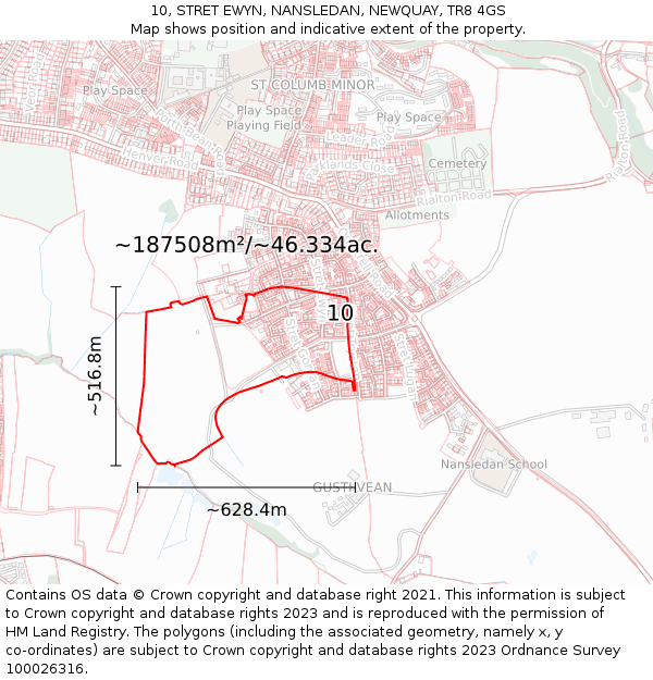 10, STRET EWYN, NANSLEDAN, NEWQUAY, TR8 4GS: Plot and title map
