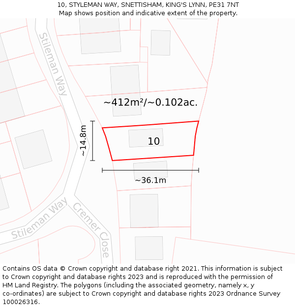 10, STYLEMAN WAY, SNETTISHAM, KING'S LYNN, PE31 7NT: Plot and title map