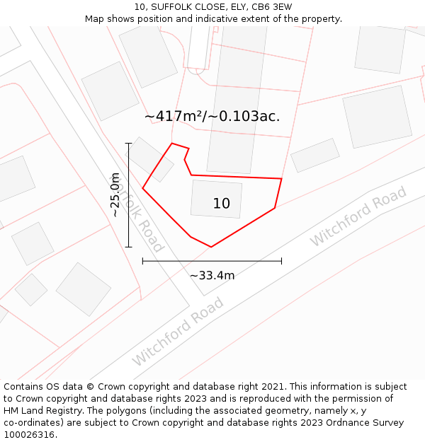 10, SUFFOLK CLOSE, ELY, CB6 3EW: Plot and title map
