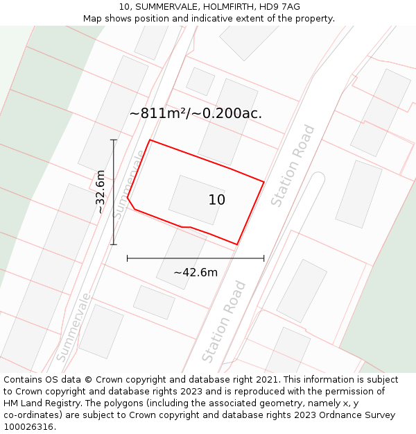 10, SUMMERVALE, HOLMFIRTH, HD9 7AG: Plot and title map