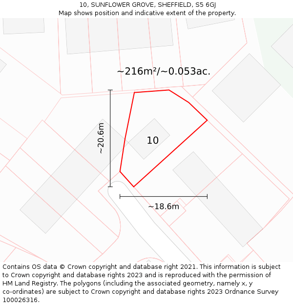 10, SUNFLOWER GROVE, SHEFFIELD, S5 6GJ: Plot and title map