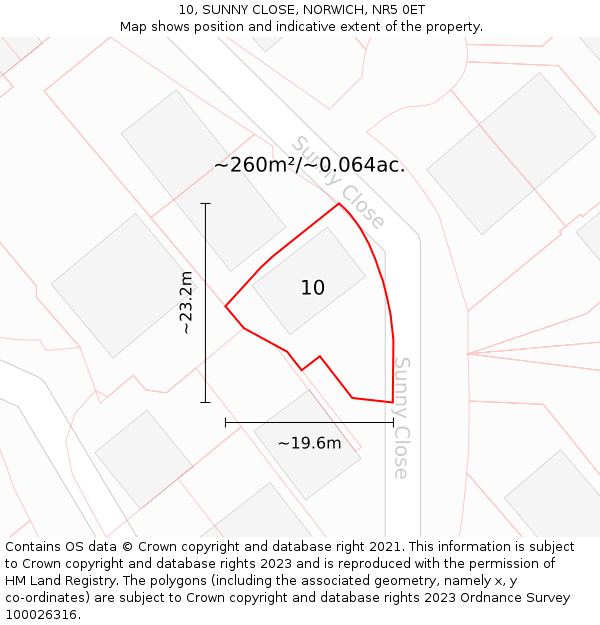 10, SUNNY CLOSE, NORWICH, NR5 0ET: Plot and title map