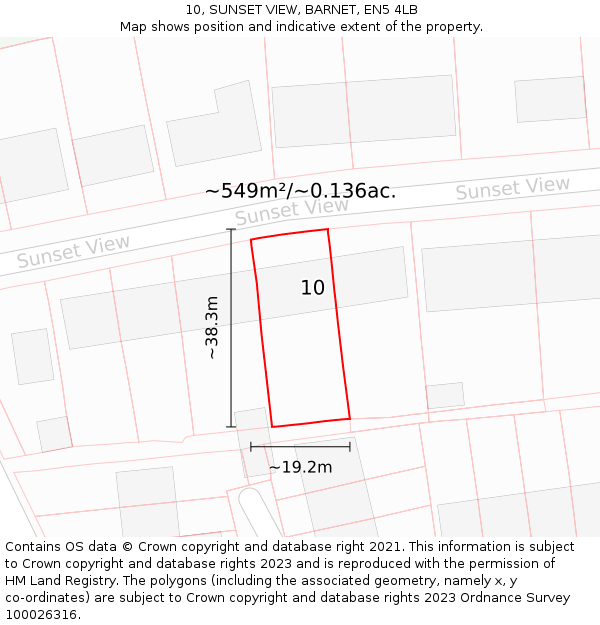10, SUNSET VIEW, BARNET, EN5 4LB: Plot and title map