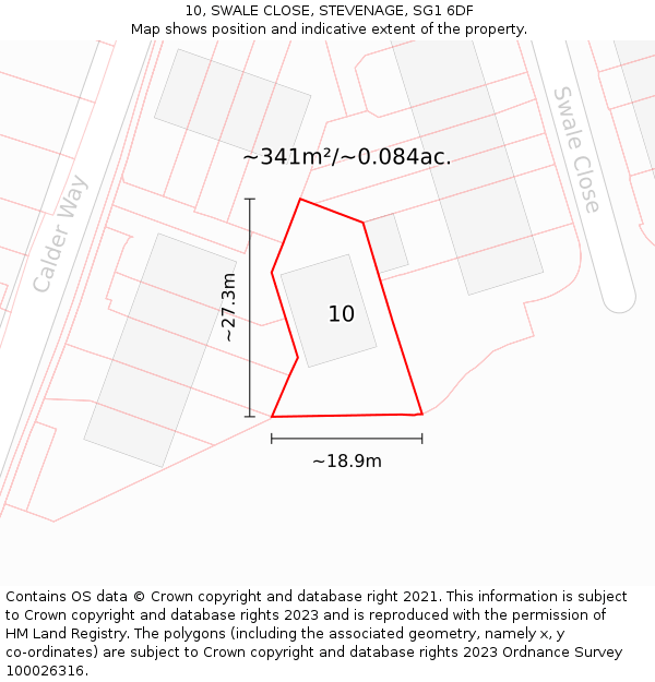 10, SWALE CLOSE, STEVENAGE, SG1 6DF: Plot and title map