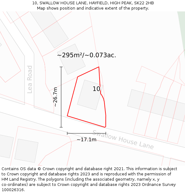 10, SWALLOW HOUSE LANE, HAYFIELD, HIGH PEAK, SK22 2HB: Plot and title map