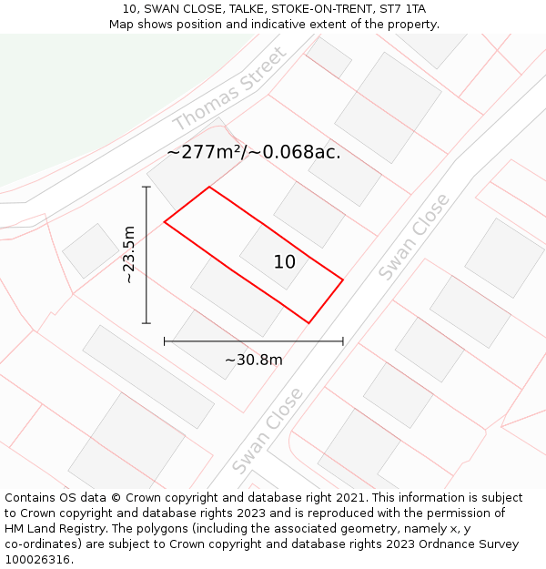 10, SWAN CLOSE, TALKE, STOKE-ON-TRENT, ST7 1TA: Plot and title map
