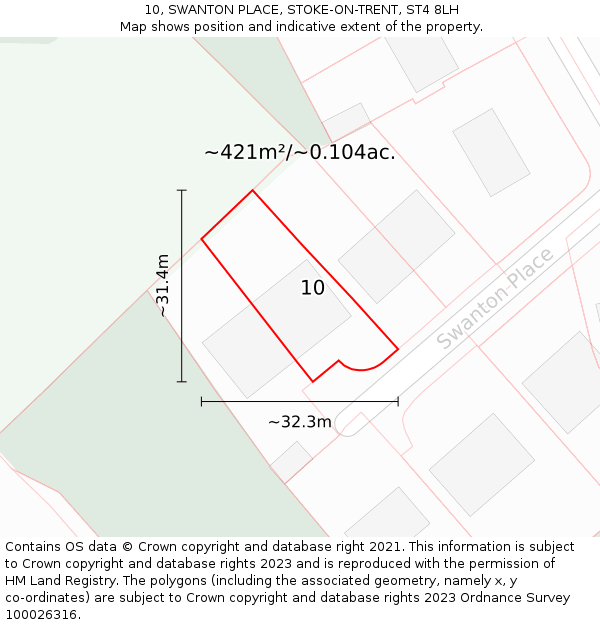 10, SWANTON PLACE, STOKE-ON-TRENT, ST4 8LH: Plot and title map
