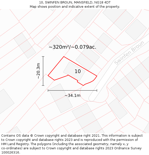 10, SWINFEN BROUN, MANSFIELD, NG18 4DT: Plot and title map