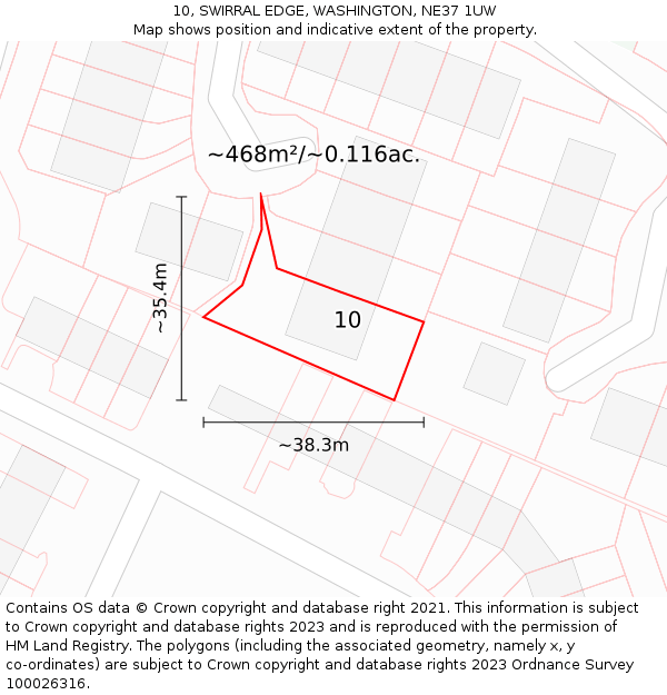 10, SWIRRAL EDGE, WASHINGTON, NE37 1UW: Plot and title map