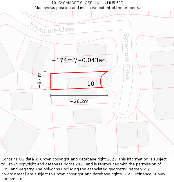 10, SYCAMORE CLOSE, HULL, HU5 5FD: Plot and title map