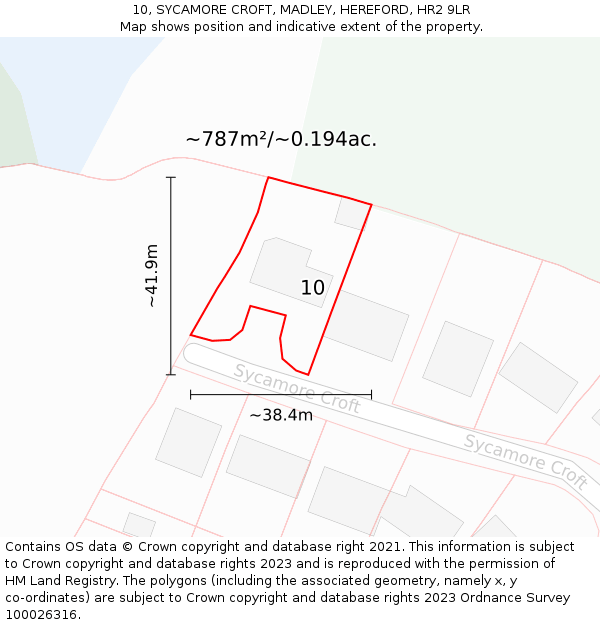 10, SYCAMORE CROFT, MADLEY, HEREFORD, HR2 9LR: Plot and title map