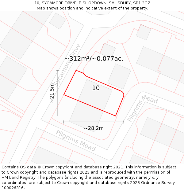 10, SYCAMORE DRIVE, BISHOPDOWN, SALISBURY, SP1 3GZ: Plot and title map