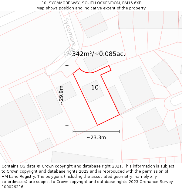 10, SYCAMORE WAY, SOUTH OCKENDON, RM15 6XB: Plot and title map