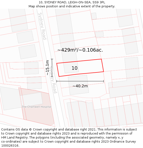 10, SYDNEY ROAD, LEIGH-ON-SEA, SS9 3PL: Plot and title map