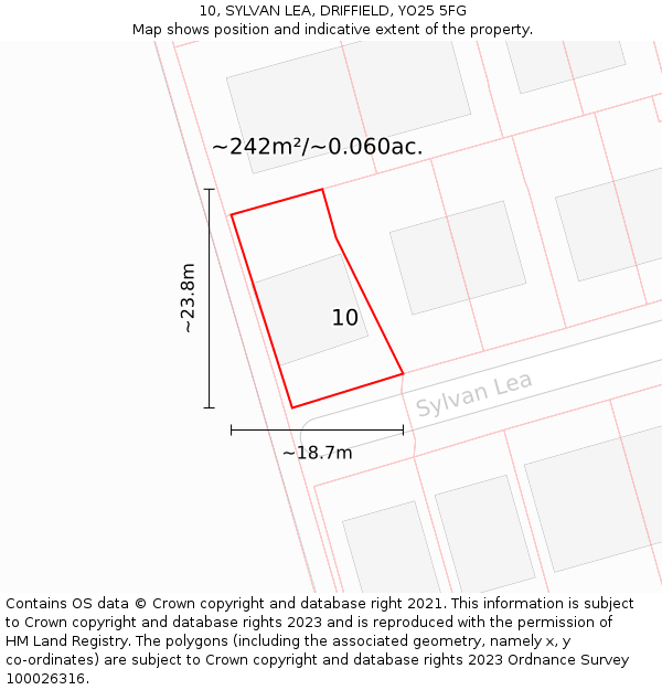 10, SYLVAN LEA, DRIFFIELD, YO25 5FG: Plot and title map