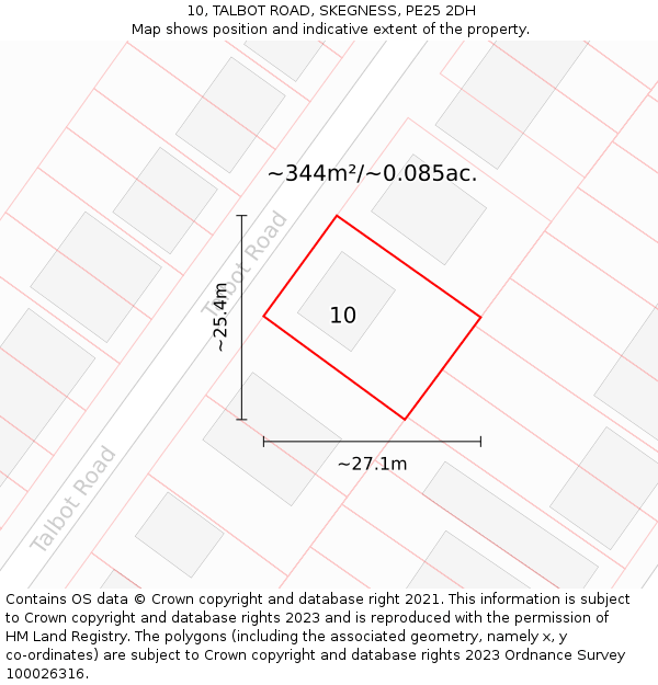 10, TALBOT ROAD, SKEGNESS, PE25 2DH: Plot and title map