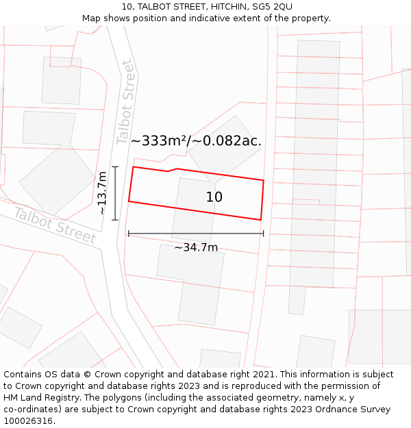 10, TALBOT STREET, HITCHIN, SG5 2QU: Plot and title map