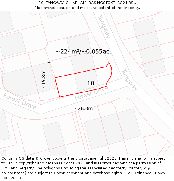 10, TANGWAY, CHINEHAM, BASINGSTOKE, RG24 8SU: Plot and title map