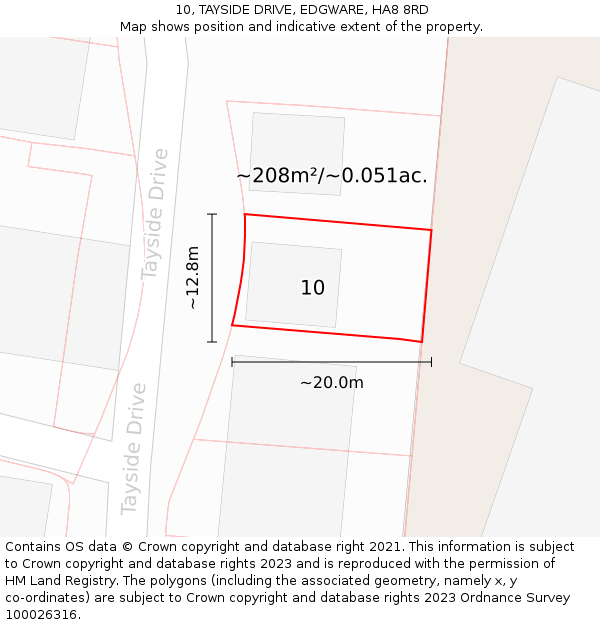 10, TAYSIDE DRIVE, EDGWARE, HA8 8RD: Plot and title map