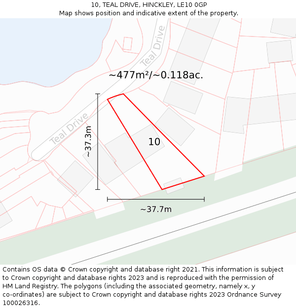 10, TEAL DRIVE, HINCKLEY, LE10 0GP: Plot and title map
