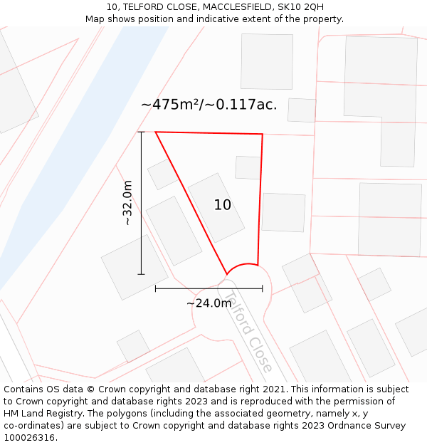 10, TELFORD CLOSE, MACCLESFIELD, SK10 2QH: Plot and title map