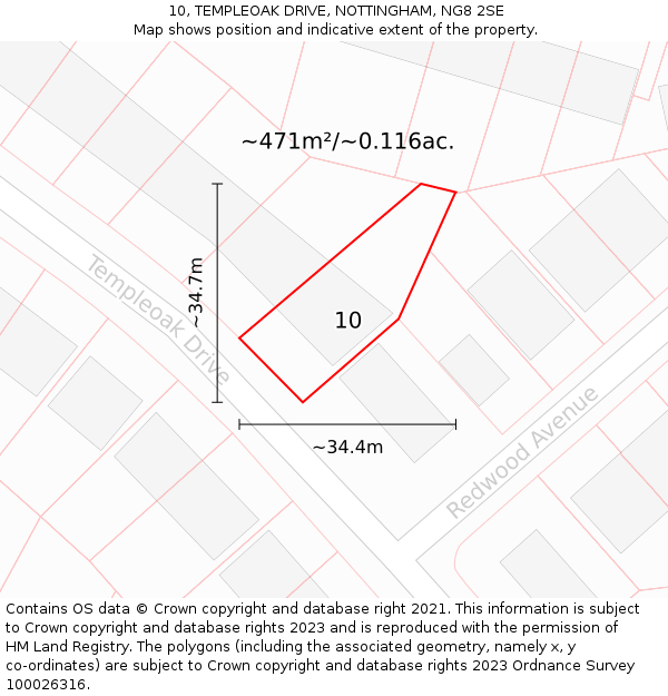10, TEMPLEOAK DRIVE, NOTTINGHAM, NG8 2SE: Plot and title map