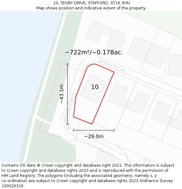 10, TENBY DRIVE, STAFFORD, ST16 3HN: Plot and title map