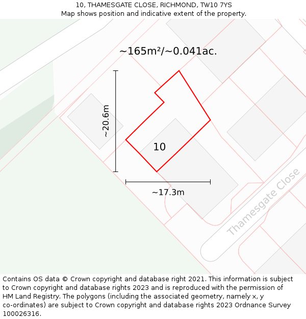 10, THAMESGATE CLOSE, RICHMOND, TW10 7YS: Plot and title map
