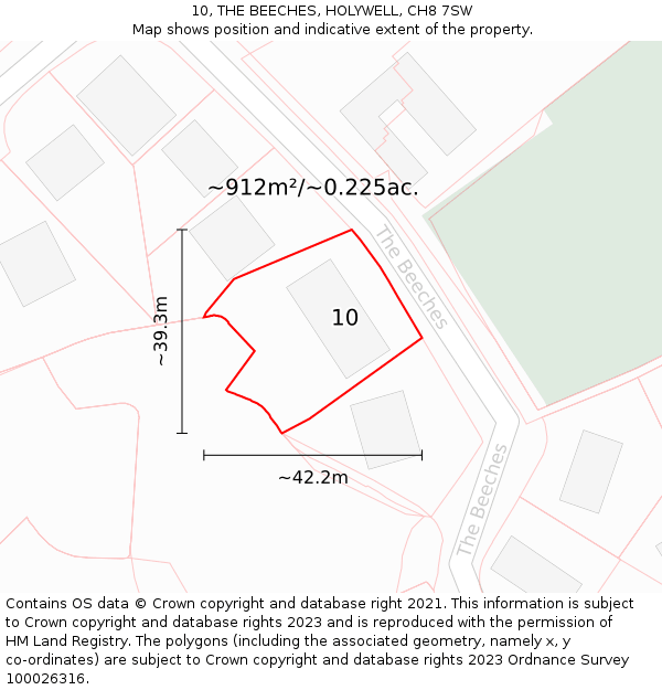 10, THE BEECHES, HOLYWELL, CH8 7SW: Plot and title map