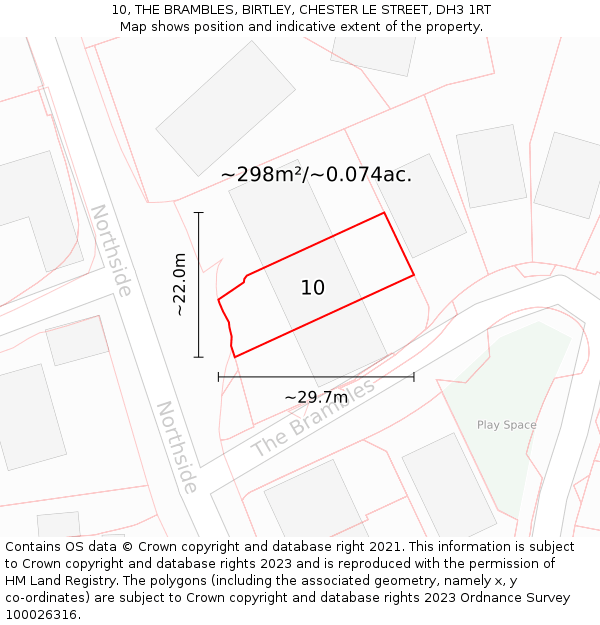 10, THE BRAMBLES, BIRTLEY, CHESTER LE STREET, DH3 1RT: Plot and title map