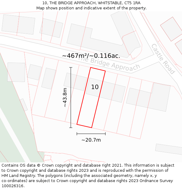 10, THE BRIDGE APPROACH, WHITSTABLE, CT5 1RA: Plot and title map