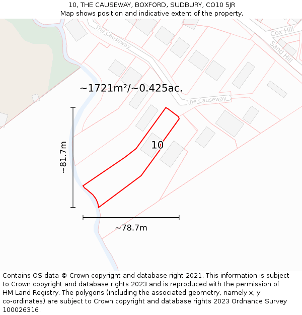 10, THE CAUSEWAY, BOXFORD, SUDBURY, CO10 5JR: Plot and title map