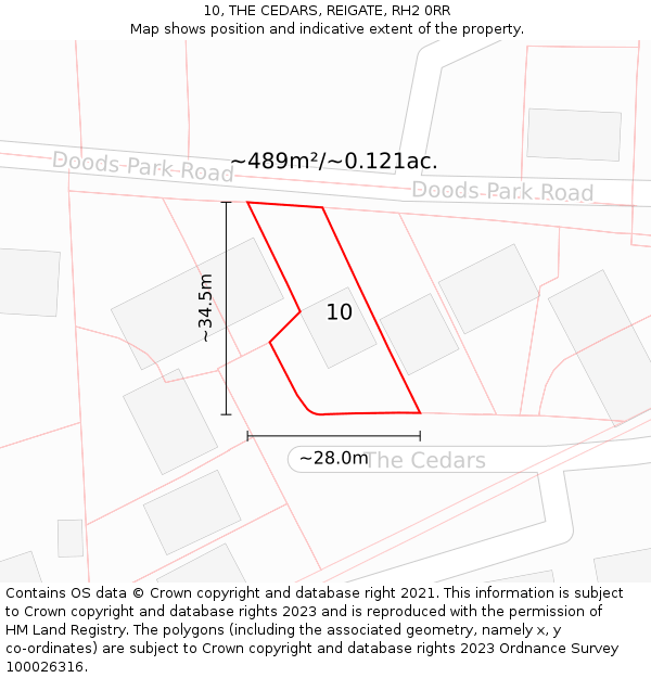 10, THE CEDARS, REIGATE, RH2 0RR: Plot and title map