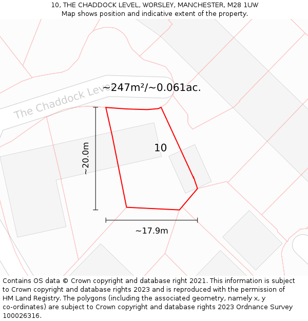 10, THE CHADDOCK LEVEL, WORSLEY, MANCHESTER, M28 1UW: Plot and title map