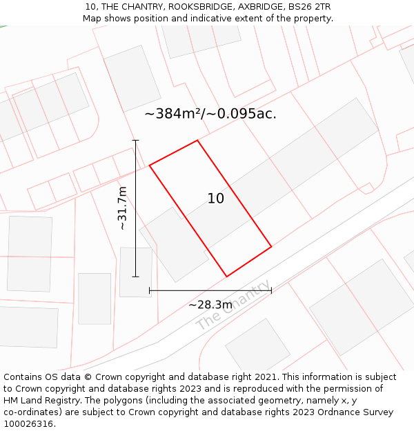 10, THE CHANTRY, ROOKSBRIDGE, AXBRIDGE, BS26 2TR: Plot and title map