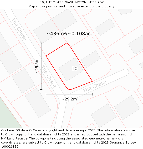 10, THE CHASE, WASHINGTON, NE38 9DX: Plot and title map
