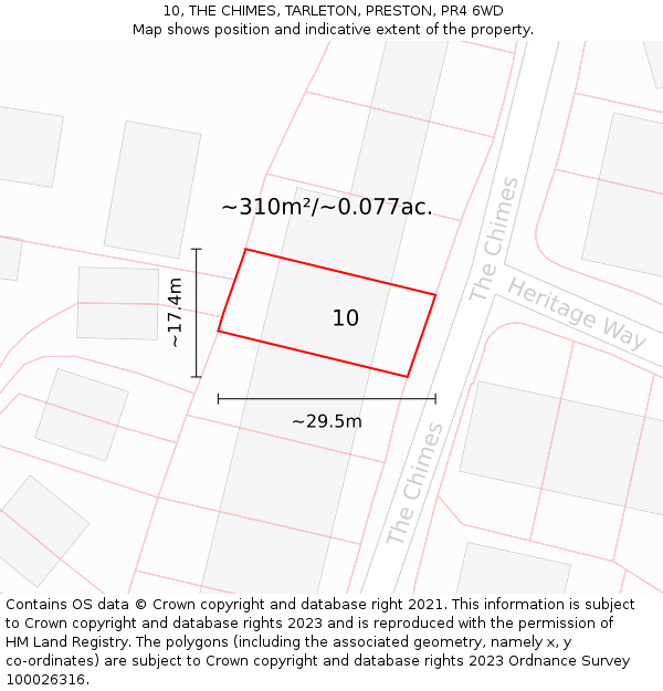 10, THE CHIMES, TARLETON, PRESTON, PR4 6WD: Plot and title map