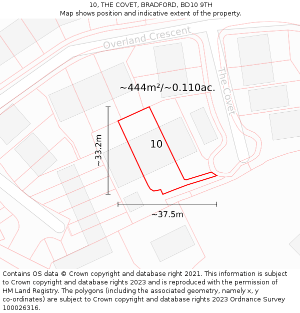 10, THE COVET, BRADFORD, BD10 9TH: Plot and title map