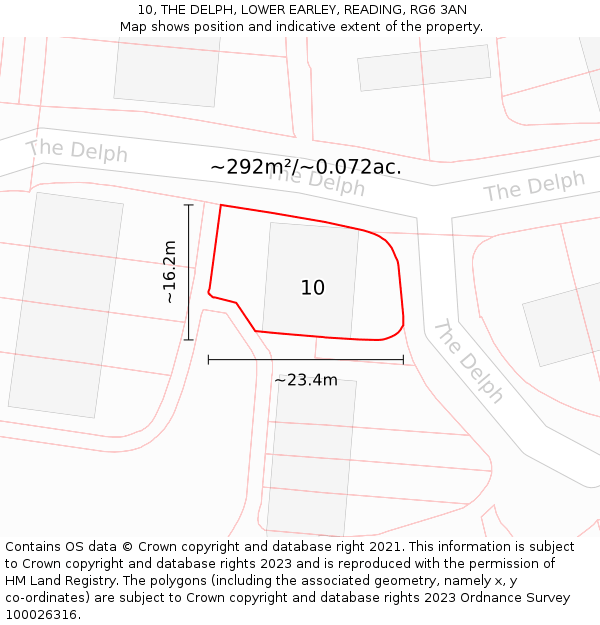 10, THE DELPH, LOWER EARLEY, READING, RG6 3AN: Plot and title map