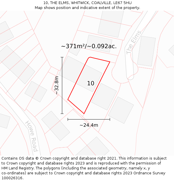 10, THE ELMS, WHITWICK, COALVILLE, LE67 5HU: Plot and title map