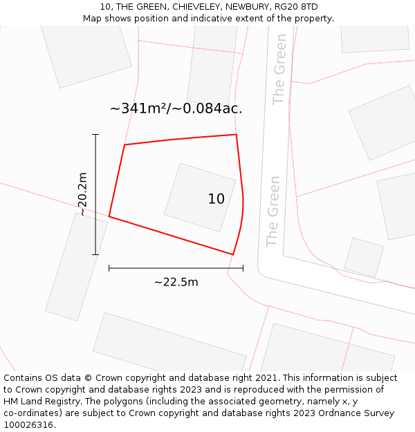 10, THE GREEN, CHIEVELEY, NEWBURY, RG20 8TD: Plot and title map