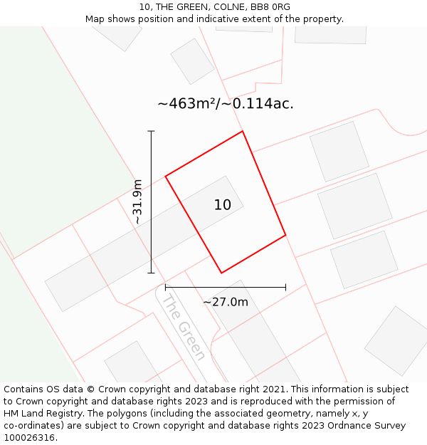 10, THE GREEN, COLNE, BB8 0RG: Plot and title map