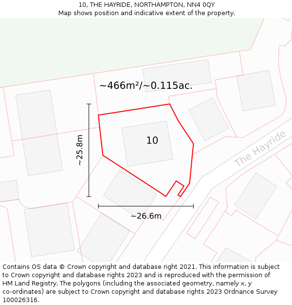 10, THE HAYRIDE, NORTHAMPTON, NN4 0QY: Plot and title map