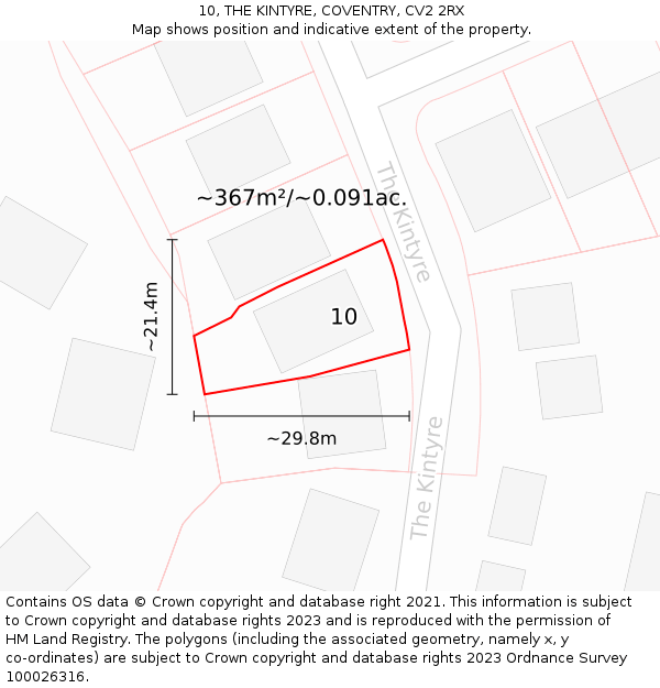 10, THE KINTYRE, COVENTRY, CV2 2RX: Plot and title map