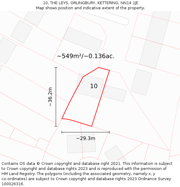 10, THE LEYS, ORLINGBURY, KETTERING, NN14 1JE: Plot and title map