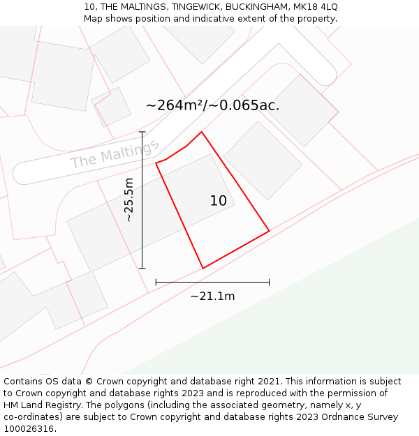 10, THE MALTINGS, TINGEWICK, BUCKINGHAM, MK18 4LQ: Plot and title map