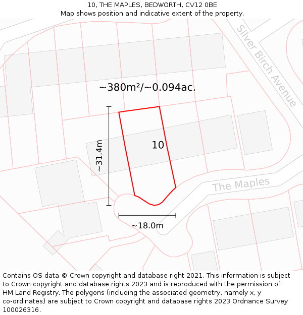 10, THE MAPLES, BEDWORTH, CV12 0BE: Plot and title map