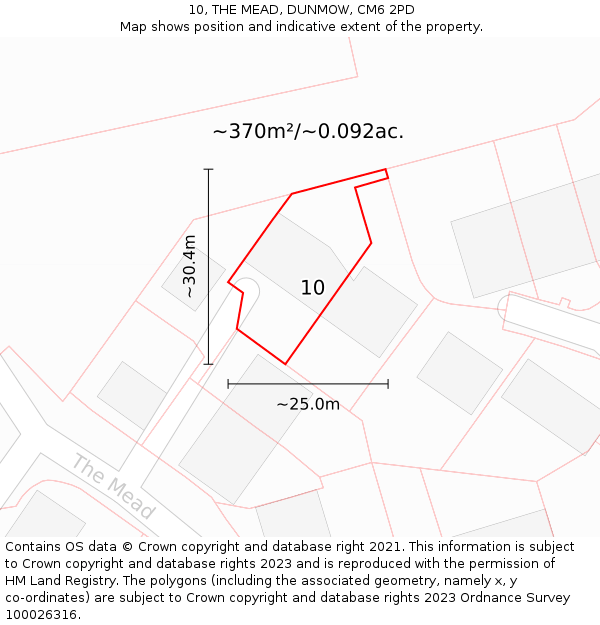 10, THE MEAD, DUNMOW, CM6 2PD: Plot and title map