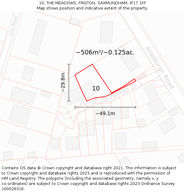 10, THE MEADOWS, FRISTON, SAXMUNDHAM, IP17 1FF: Plot and title map