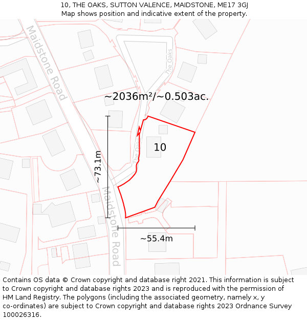 10, THE OAKS, SUTTON VALENCE, MAIDSTONE, ME17 3GJ: Plot and title map